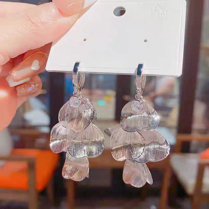 šWomenās Layered Leaf Hoop Dangle EarringsāØ