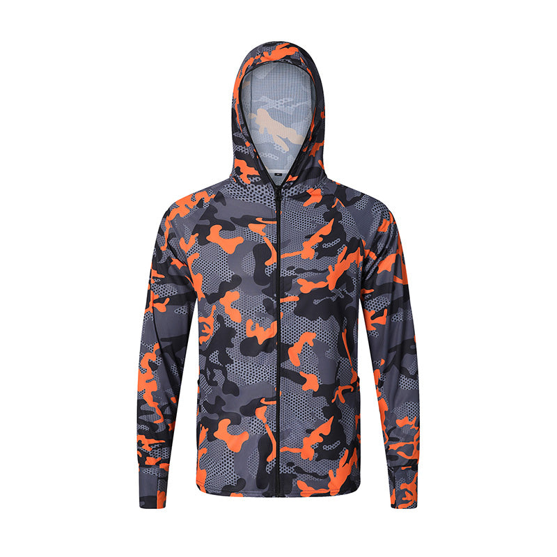 🌞Summer Essentials🛡️ Outdoor Sun Protection Camouflage Hooded Long Sleeve Full-Zip Jacket