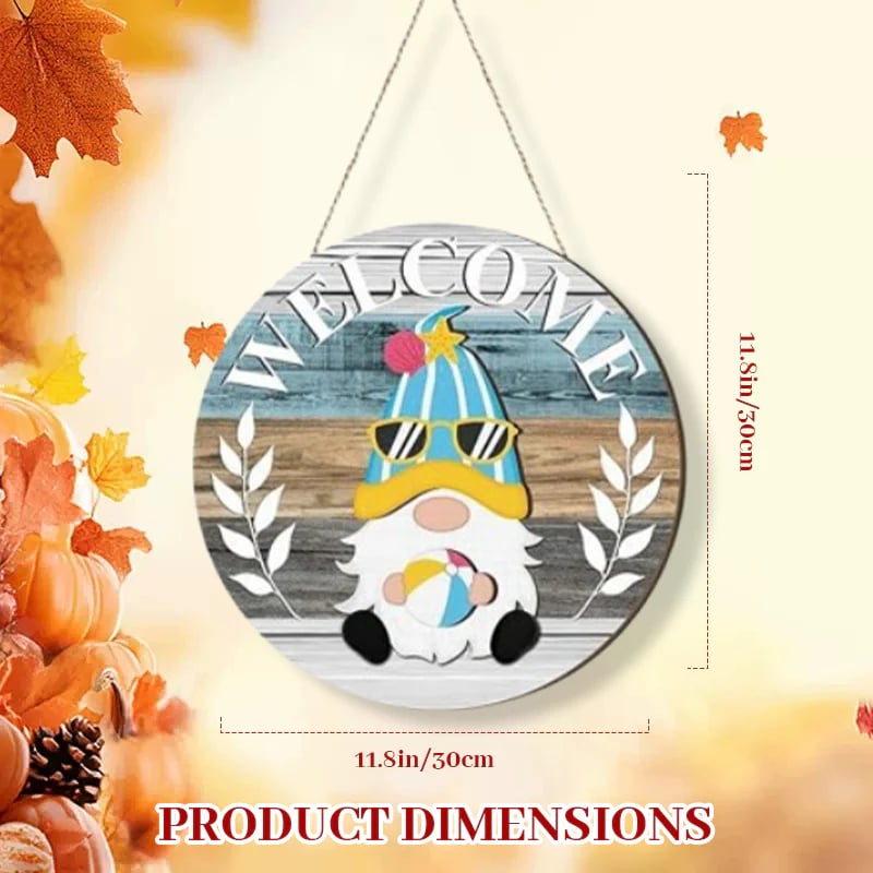 🍁Christmas Best Decorations🎄Interchangeable Wooden Gnome Welcome Sign🎈