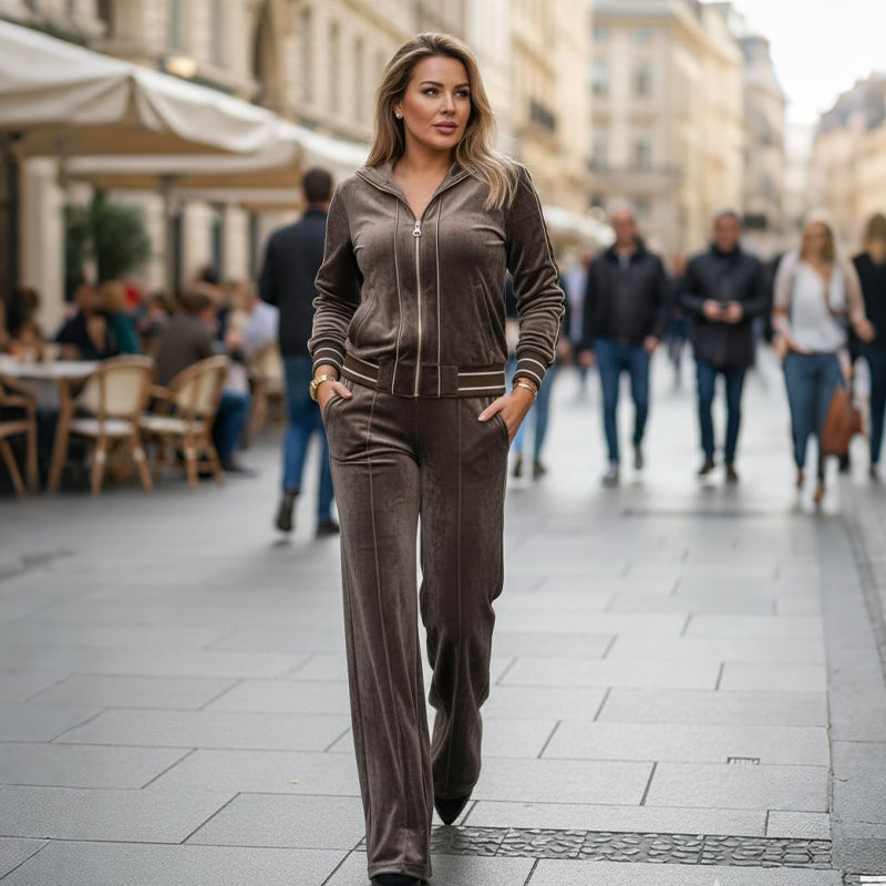 ✨ 2-Piece Women's Tracksuit – Soft Nylon, Wide-Leg Pants & Chic Comfort (Effortlessly Stylish!)