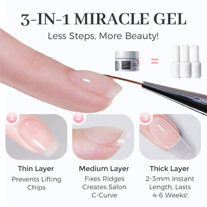 🎉Buy 1 Get 1 Free🎉3-in-1 Multi-Purpose High Transparency Nail Construction Base Gel