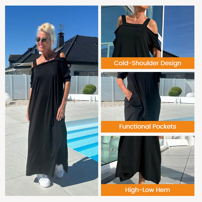 💃Summer New🔥Women's Cold Shoulder Casual Maxi Dress
