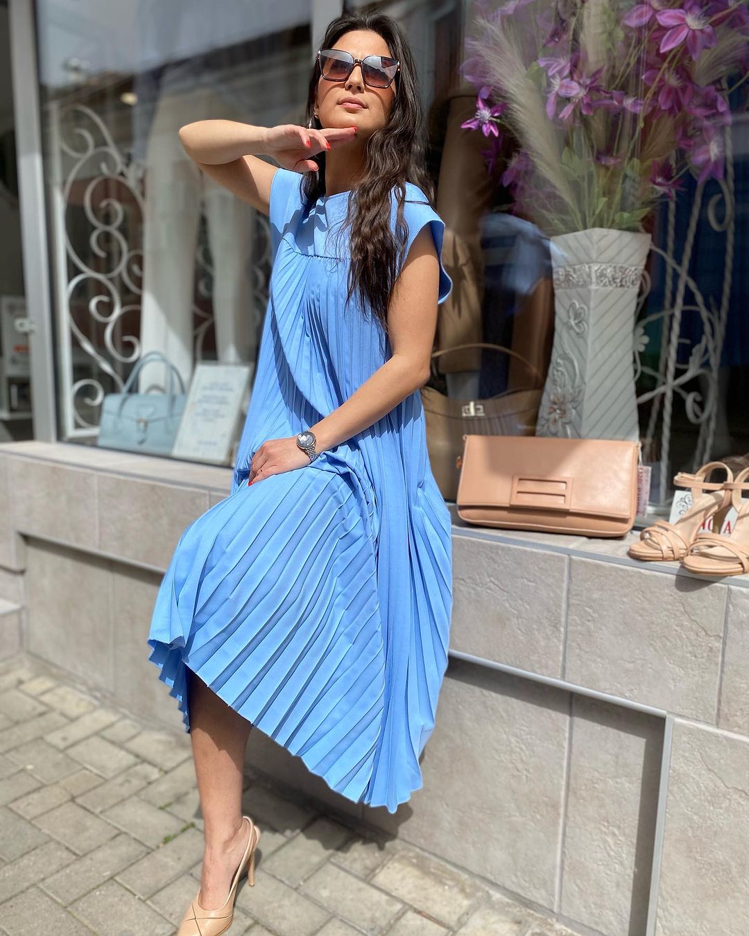 🔥HOT SALE🔥Sleeveless pleated simple solid color dress