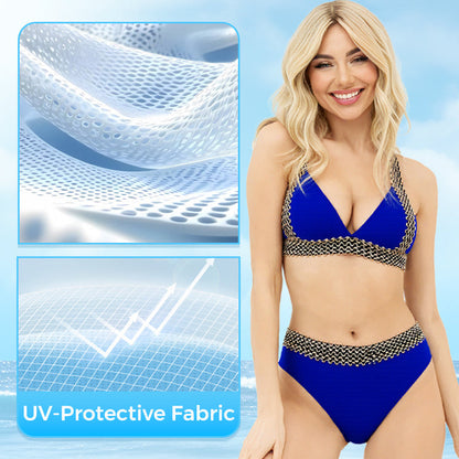 🔥Sexy V-neck Women's Holiday Swimsuit With Wavy Pattern