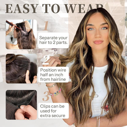 💖This Week's Hot Sales - 78% OFF🤩Women's Gradient Long Wavy Hair Wig, One-Piece with Adjustable Fit