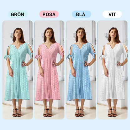 💃Women's Elegant V-Neck Hollow-Out Solid Dress