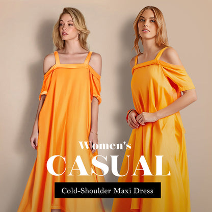 💃Summer New🔥Women's Cold Shoulder Casual Maxi Dress