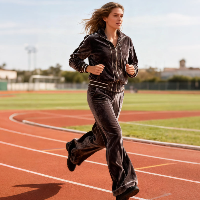 ✨ 2-Piece Women's Tracksuit – Soft Nylon, Wide-Leg Pants & Chic Comfort (Effortlessly Stylish!)