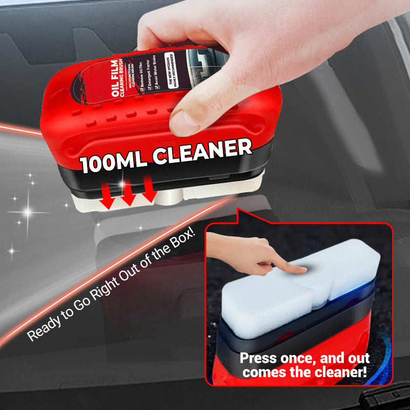 2-in-1 Powerful Car Glass Oil Film Cleaning Brush