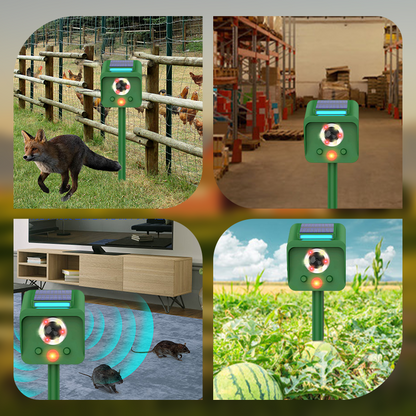 Solar Powered Infrared Sensor Ultrasonic Animal Repeller with Bursting Flashes