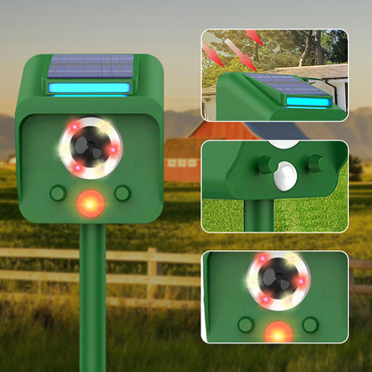 Solar Powered Infrared Sensor Ultrasonic Animal Repeller with Bursting Flashes