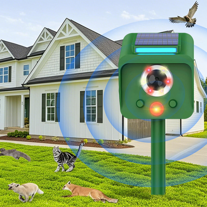 Solar Powered Infrared Sensor Ultrasonic Animal Repeller with Bursting Flashes