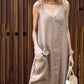 Spaghetti Strap V-Neck Loose Midi Dress