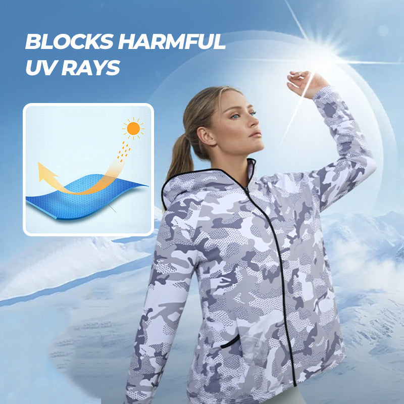 🌞Summer Essentials🛡️ Outdoor Sun Protection Camouflage Hooded Long Sleeve Full-Zip Jacket