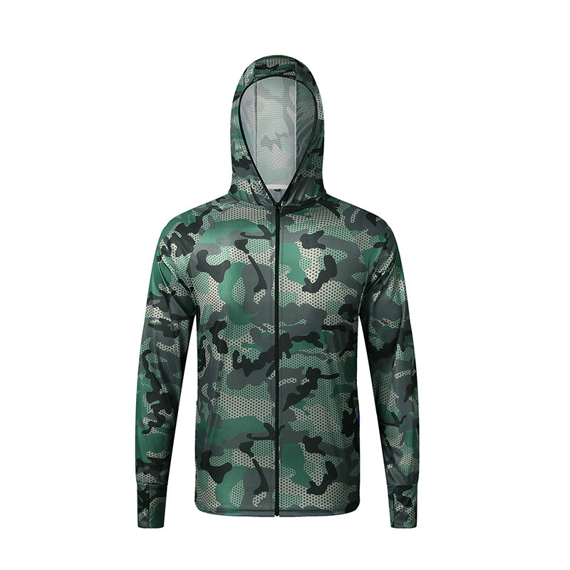 🌞Summer Essentials🛡️ Outdoor Sun Protection Camouflage Hooded Long Sleeve Full-Zip Jacket