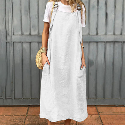 Women's Adjustable Shoulder Strap Dress with Pockets