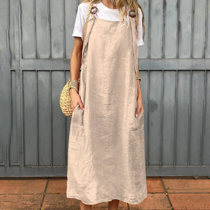 Women's Adjustable Shoulder Strap Dress with Pockets