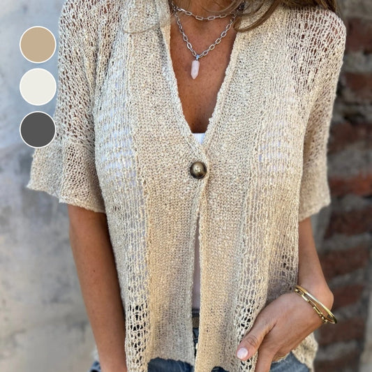 🎉2025 Hot sale!🔥Women’s Solid One Button Knitted Top