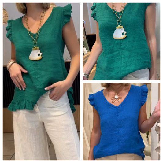 🔥Hot Sale - 50% OFF🔥V-Neck Sleeveless Ruffle Top