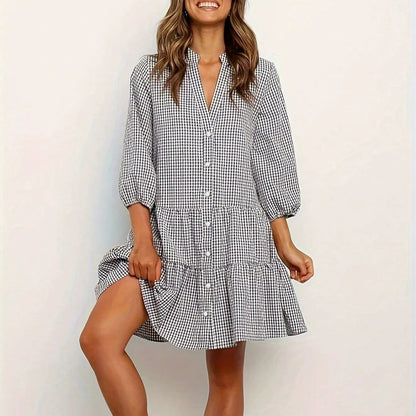 🔥Women's Casual Button Down Plaid Dress🔥