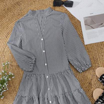 🔥Women's Casual Button Down Plaid Dress🔥