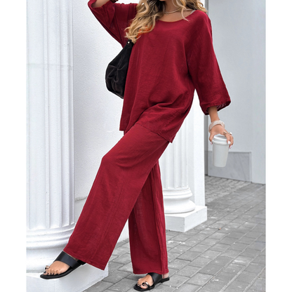 🔥Women's Casual Solid Color Long Sleeve Top & Pants Set🔥