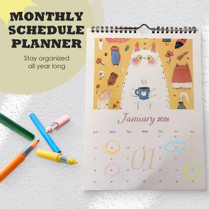 2026 Cat-Themed Vertical Wall Calendar