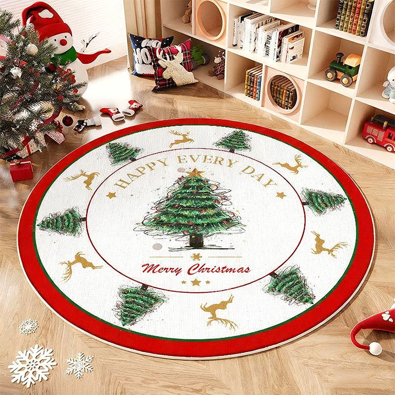 Non-Slip Round Christmas Tree Rug