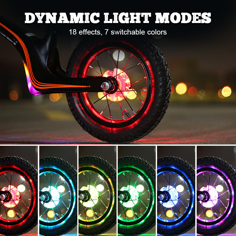 🎄 Christmas Deal – ALWAYS 50% OFF! ✨ Colorful Bicycle Wheel Lights (7 Colors + 18 Light Modes) – Safe & Super Cool for Night Riding!