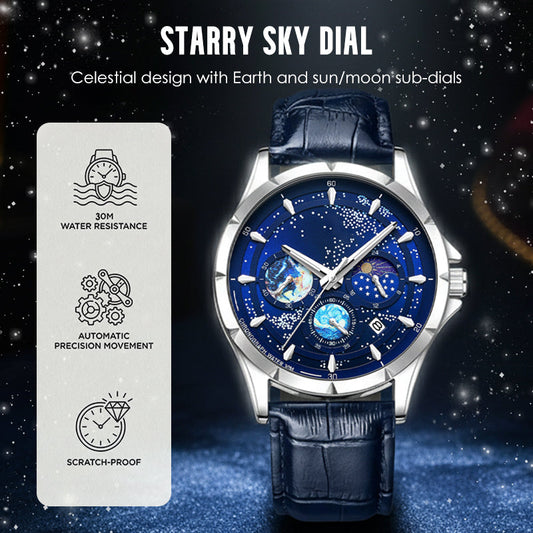 🎄 Christmas Deal – Always 50% OFF! 🌌 Men's Watch Luminous Starry Sky: Cosmic Starry Dial – Night Glow + Chronograph for Style & Practicality on Your Wrist! ⌚
