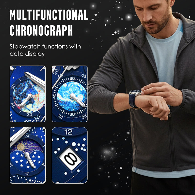 🎄 Christmas Deal – Always 50% OFF! 🌌 Men's Watch Luminous Starry Sky: Cosmic Starry Dial – Night Glow + Chronograph for Style & Practicality on Your Wrist! ⌚