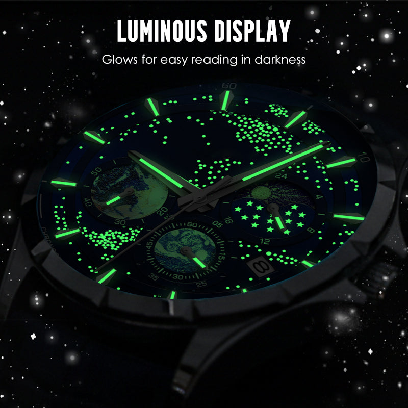 🎄 Christmas Deal – Always 50% OFF! 🌌 Men's Watch Luminous Starry Sky: Cosmic Starry Dial – Night Glow + Chronograph for Style & Practicality on Your Wrist! ⌚