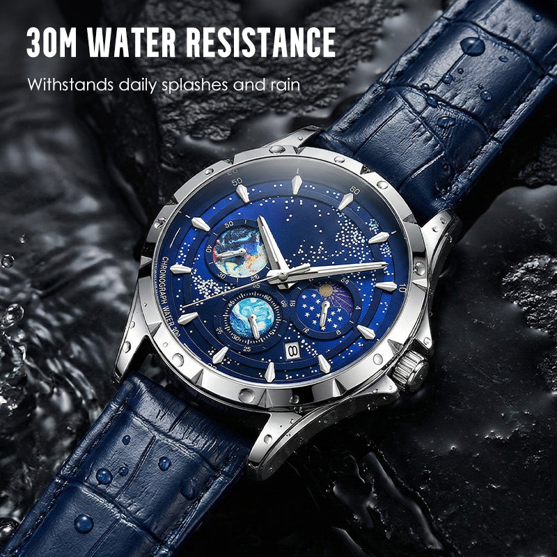 🎄 Christmas Deal – Always 50% OFF! 🌌 Men's Watch Luminous Starry Sky: Cosmic Starry Dial – Night Glow + Chronograph for Style & Practicality on Your Wrist! ⌚