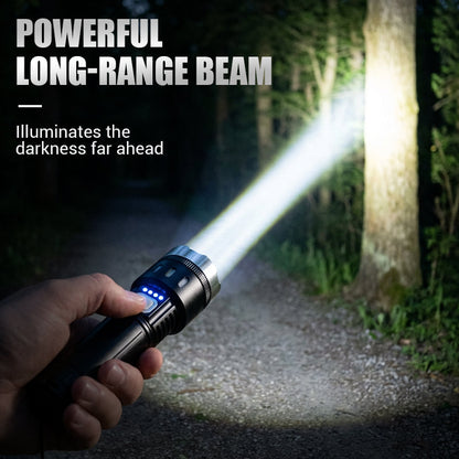 🔦 Multifunctional LED Flashlight with Zoom & Battery Indicator – Ultra-Bright Long Range!