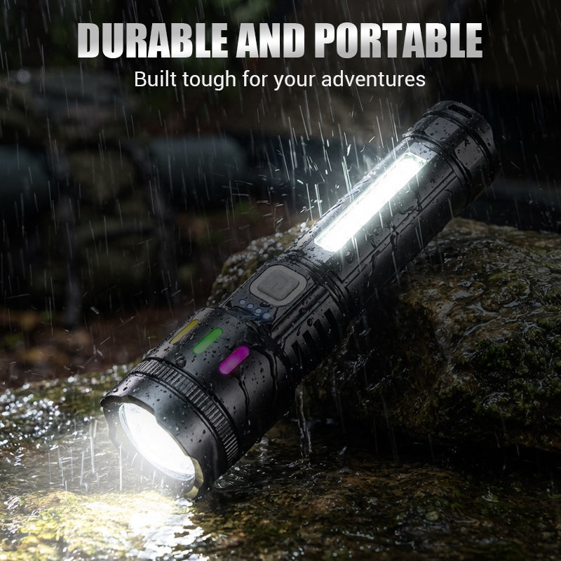 🔦 Multifunctional LED Flashlight with Zoom & Battery Indicator – Ultra-Bright Long Range!