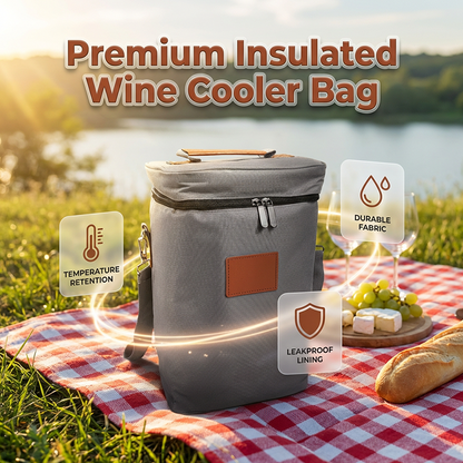 Insulated Wine Carrier Bag for Travel and Picnics