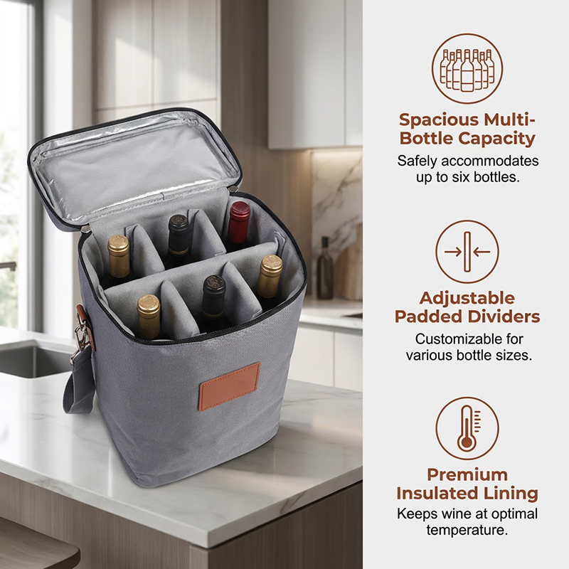 Insulated Wine Carrier Bag for Travel and Picnics