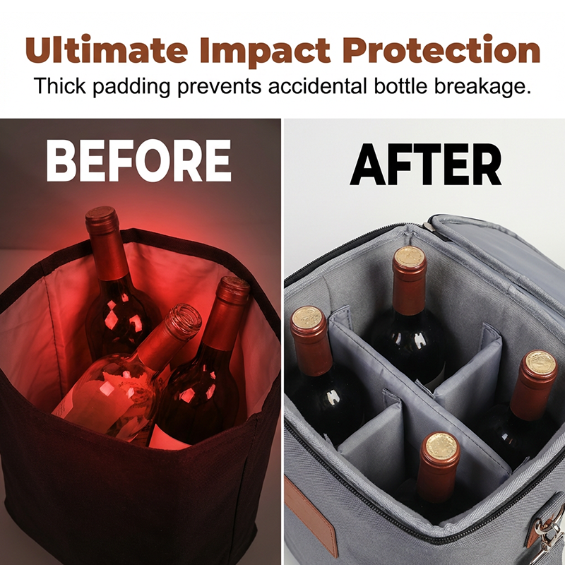 Insulated Wine Carrier Bag for Travel and Picnics