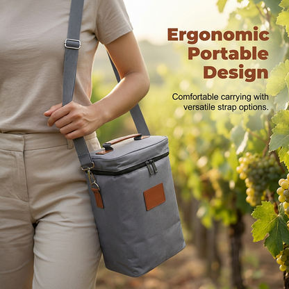 Insulated Wine Carrier Bag for Travel and Picnics